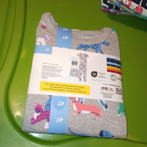 NEW Member's Mark Girls 4 Piece Organic Cotton Pajama Set Dogs & Cats - Picture 9 of 10